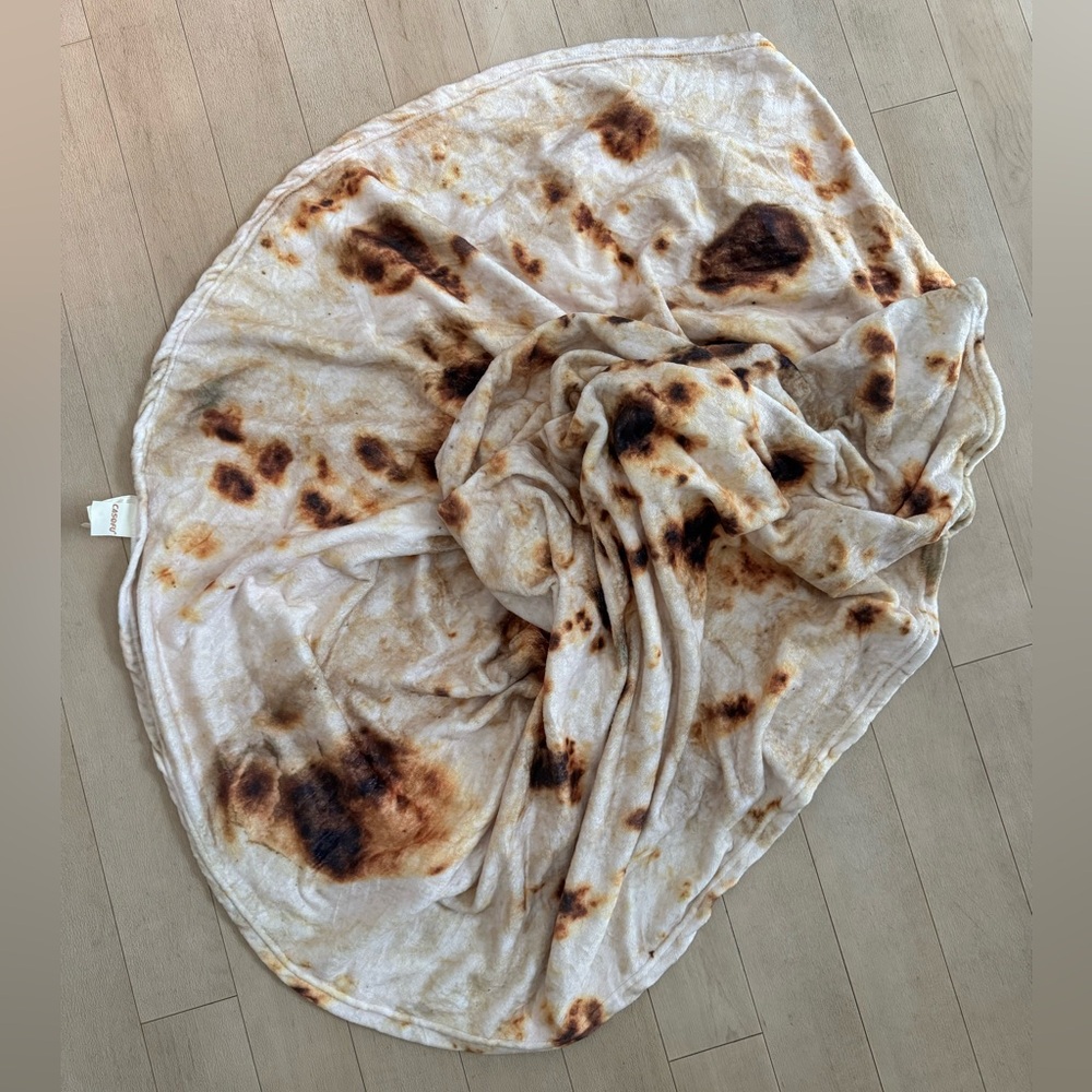 *SOLD* 80” large burrito / tortilla novelty fleece blanket